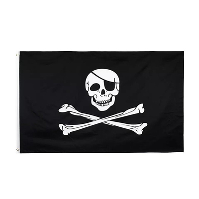 Σημαία 3x5Ft πολυεστέρα συνήθειας cOem σημαία πειρατών Crossbones κρανίων