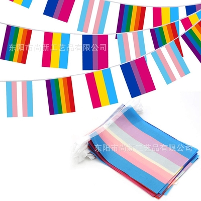 Λεσβιακή ομοφυλοφιλική σημαία τριγώνων υπερηφάνειας σημαιών πολυεστέρα LGBT λογότυπων συνήθειας