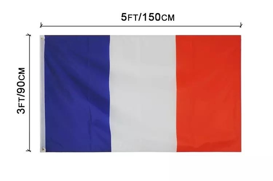 Τυπωμένο 3X5FT France Tricolor Flag Country Flag 100% Polyester έτοιμο προς αποστολή