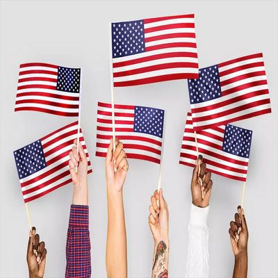 Εξατομικευμένος φορητός πλεκτός αμερικανικές σημαίες πολυεστέρας με λευκό Πολωνό