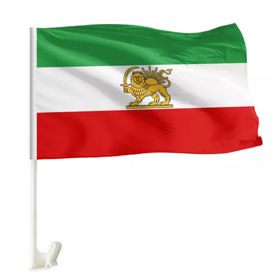 Ιρανική σημαία λιονταριών του Ιράν πολυεστέρα χρώματος Pantone σημαιών παραθύρων αυτοκινήτων συνήθειας