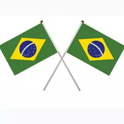 100% σημαία 14x21cm συνήθειας της Βραζιλίας πολυεστέρα χέρι της Βραζιλίας - κρατημένες σημαίες