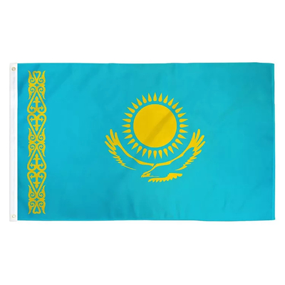 100% σημαία 3X5ft χώρας του Καζακστάν πολυεστέρα ψηφιακή εκτύπωση συνήθειας/εκτύπωση οθόνης