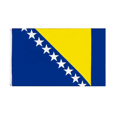 Γρήγορη παράδοση 150x90cm σημαία Βοσνίας-Ερζεγοβίνης παγκόσμιων σημαιών πολυεστέρα