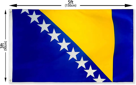 Γρήγορη παράδοση 150x90cm σημαία Βοσνίας-Ερζεγοβίνης παγκόσμιων σημαιών πολυεστέρα